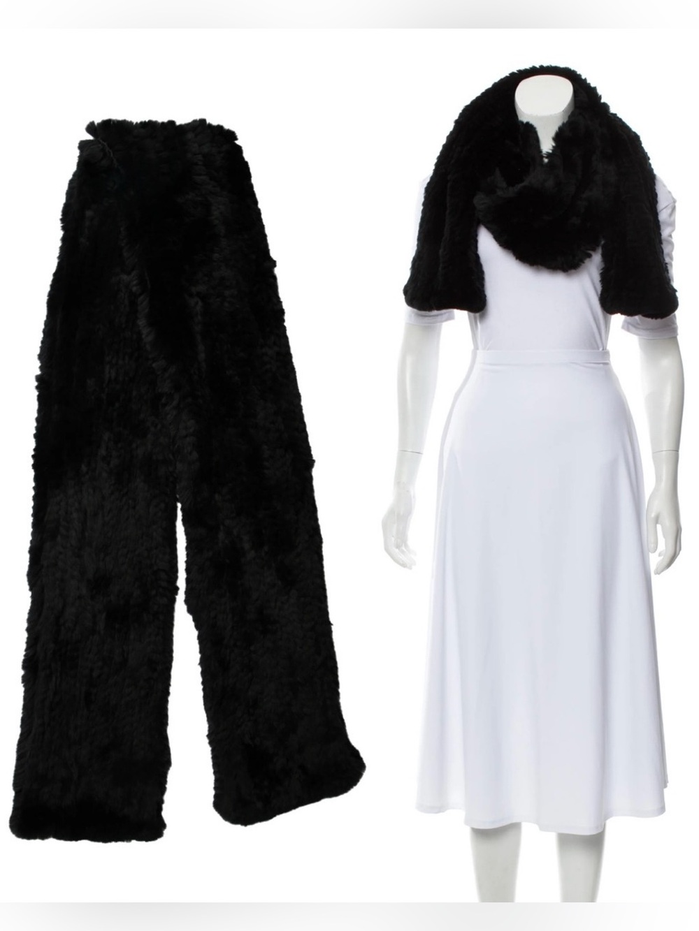 Vince | Black Rabbit Fur Scarf